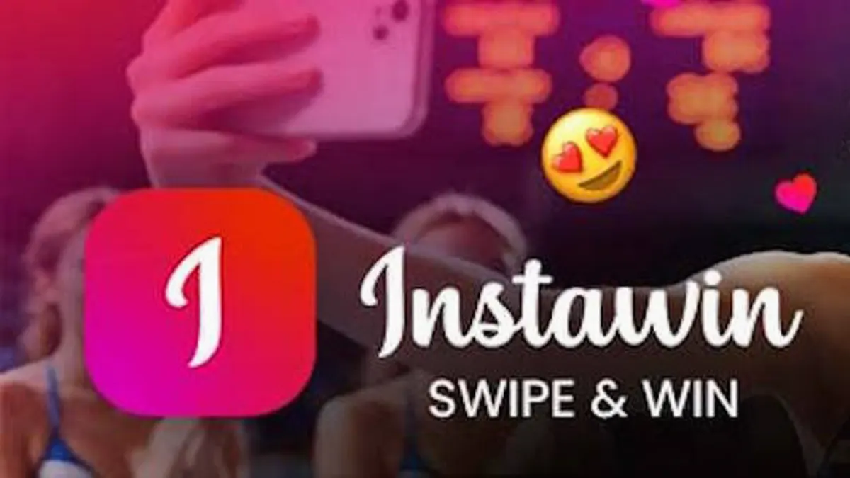 Isang visual na representasyon ng Instawin slot interface na may mga postcard at swipe mechanic.